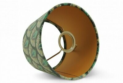 Velvet Peacock lampenkap - patroon pauwoog met goud - ronde kap van fluweel stof - tabs