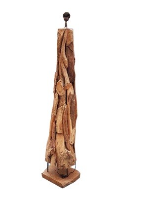 lampenvoet 150 cm - van stukjes teakhout met organische vormen -  natuurlijk design