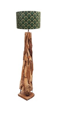 lampenvoet 150 cm - van stukjes teakhout met organische vormen -  natuurlijk design