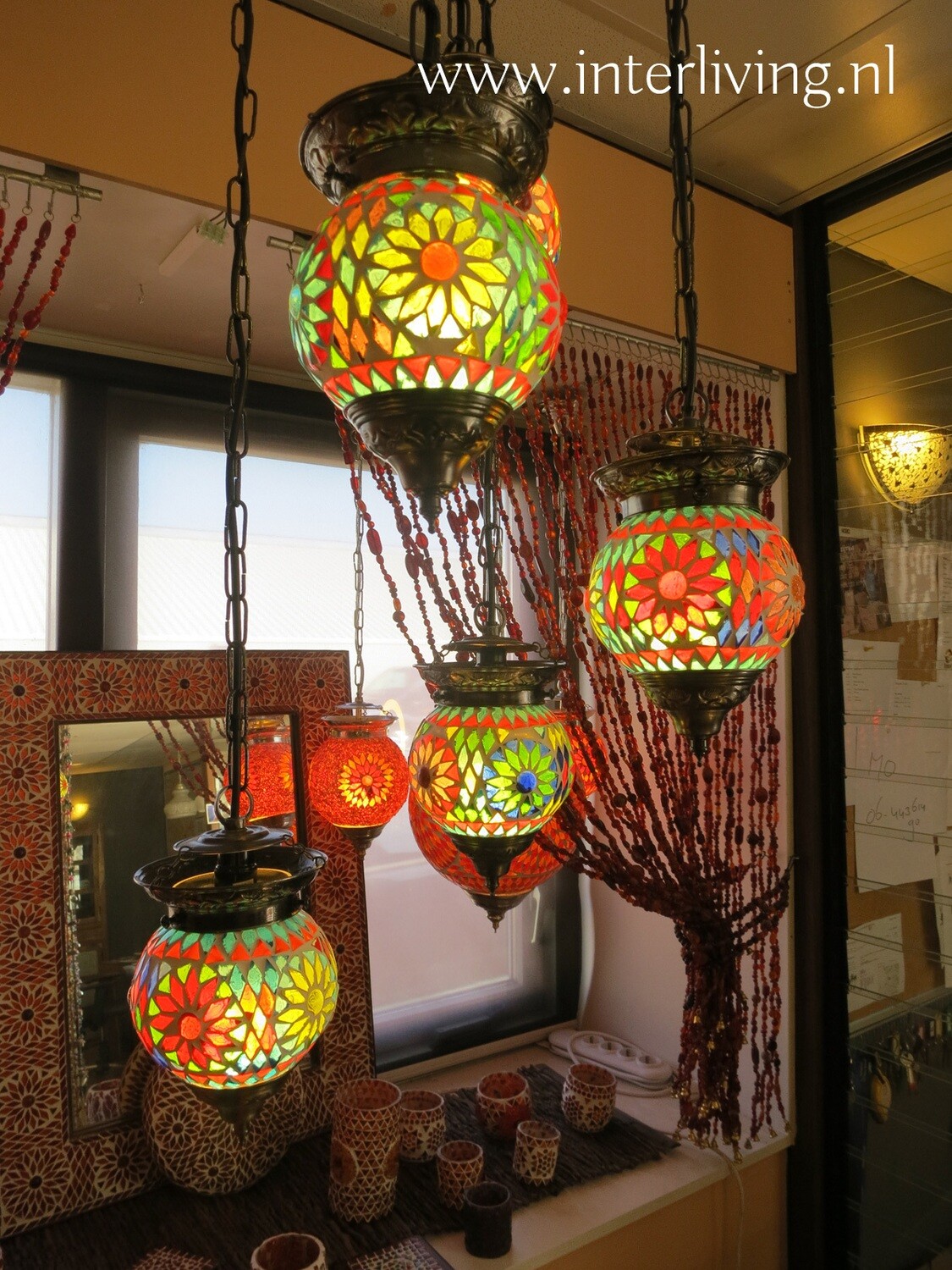 hanglamp met 5 bollen mozaïek multi colour