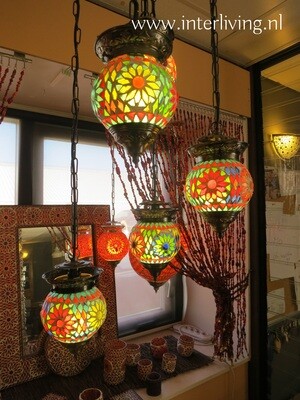 hanglamp met 5 bollen mozaïek multi colour