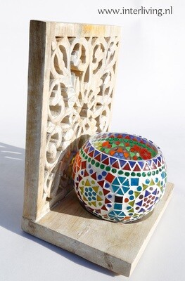 Waxinehouder mozaïek - grote bol 15 cm - multi colour