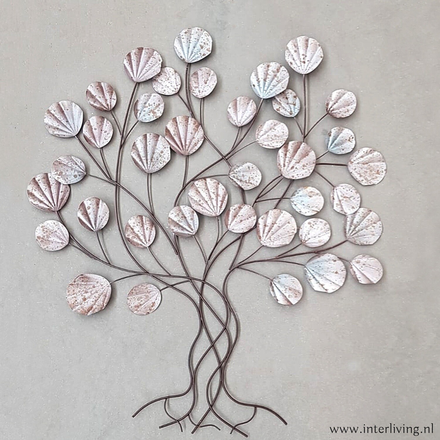 muurdecoratie - boom van metaal  - 3D - vintage metallic kleur wanddecoratie