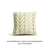 buitenkussen van plastic soda flessen - 51 x 51 cm - creme wit met goud patroon - outdoor eco design voor de tuinbank &amp; loungehoek