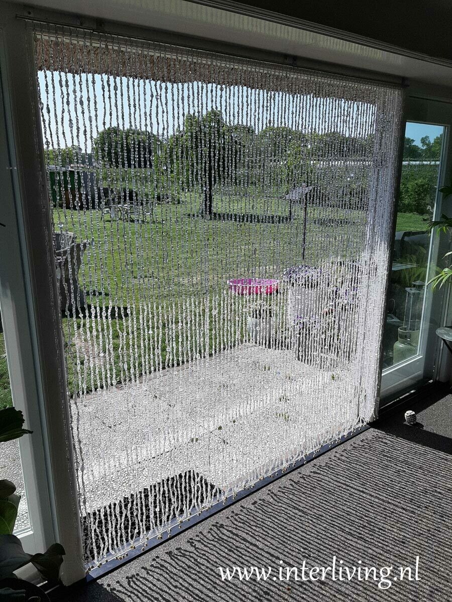 glaskralen gordijn transparant - extra lang - 250 cm x 90 cm