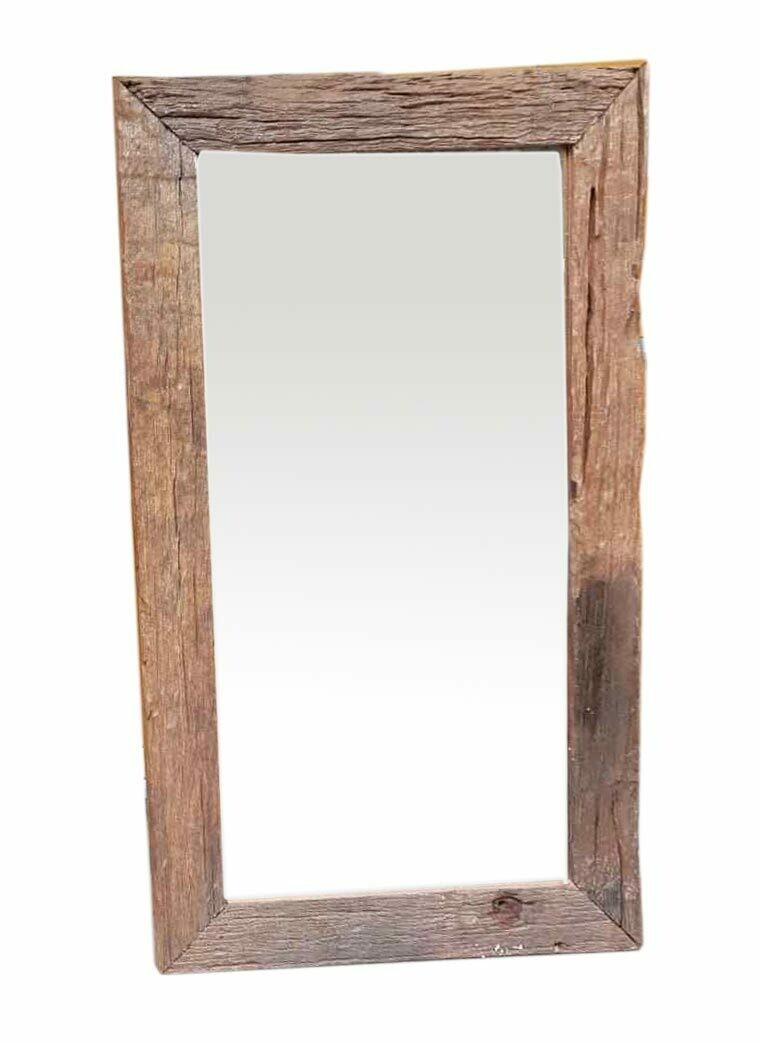 houten spiegel "Railway"  van oude spoorbielzen uit Indonesie -  120 cm x 70 cm