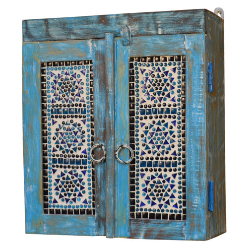 kastje recycled old wood antique blauw mozaiek