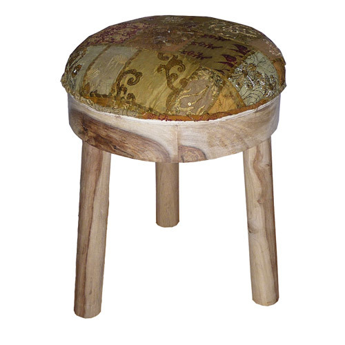 kruk met patchwork bruin / hout sheesam unfinished