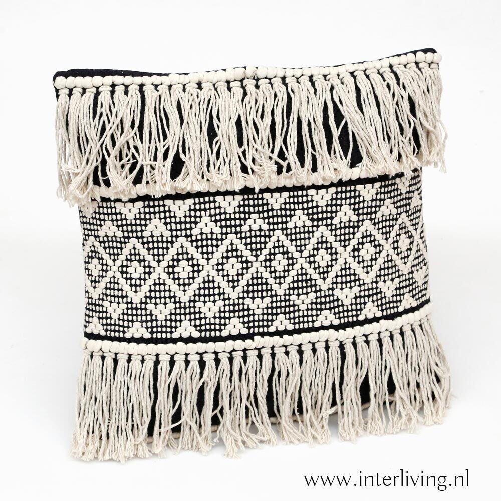 Sierkussen 50 cm Nordic Boho met franje  - Marokkaanse Berber style	"Allalia"