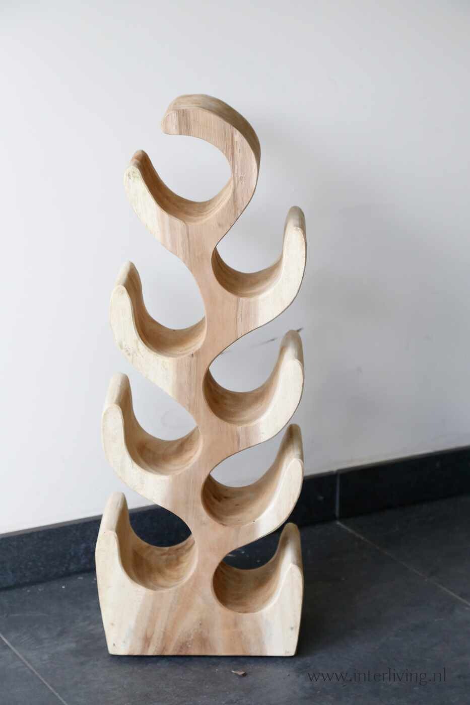 Wijnrek van suar hout - massief hout  voor 8 wijnflessen