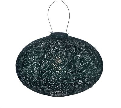 solar lampion met filigrain effect - buitenlamp - Oval 40 Paisley - Groen