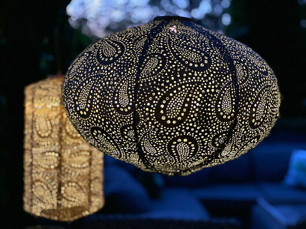 solar lampion met filigrain effect - buitenlamp - Oval 40 Paisley - Groen