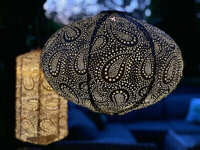 solar lampion met filigrain effect - buitenlamp - Oval 40 Paisley - Groen