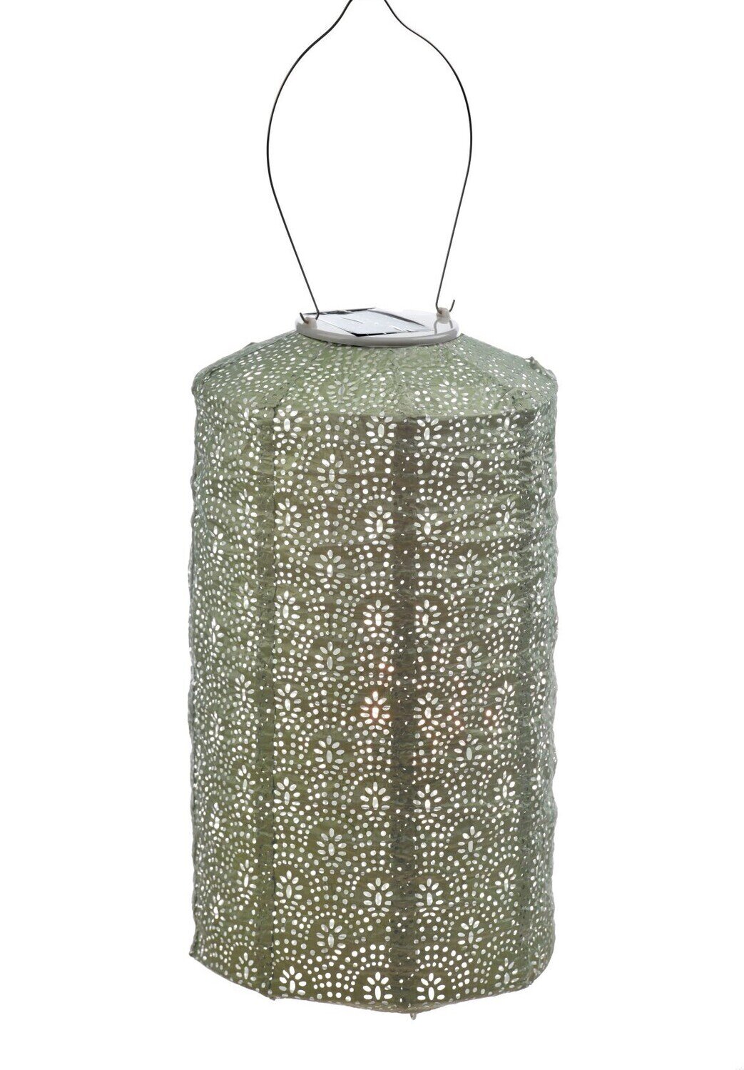solar lampion met filigrain effect - buitenlamp - Cylinder 18 Fan - Licht Groen