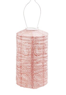 solar lampion met filigrain effect - buitenlamp - Cylinder 18 Paisley - Roze