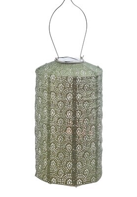 solar lampion met filigrain effect - buitenlamp - Cylinder 18 Fan - Licht Groen