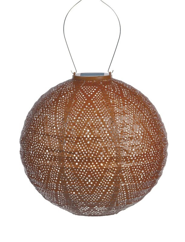 solar lampion met filigrain effect - buitenlamp - Round 30 Ikat - Koper