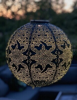 solar lampion met filigrain effect - buitenlamp - Round 30 Marrakesh - Petrol