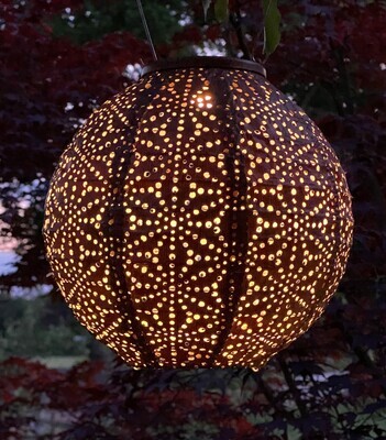 solar lampion met filigrain effect - buitenlamp - Round 20 Sashiko - Koper
