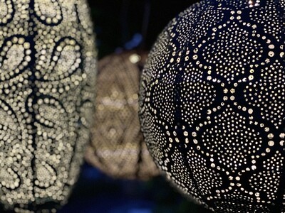 solar lampion met filigrain effect - buitenlamp - Round 30 Bazaar - Goud
