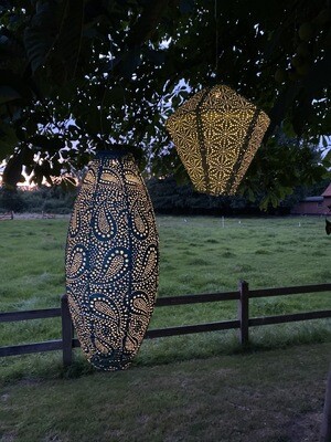 solar lampion met filigrain effect - buitenlamp - Diamond 28 Ikat - Taupe