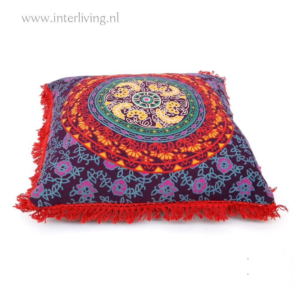 Bohemian sierkussen mandala maroon