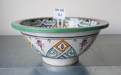 Marokkaanse waskom "Fonteinkom Fez" kleurrijk - "SM316" - rond model - aardewerk (opbouw) wasbak Ø 30 cm