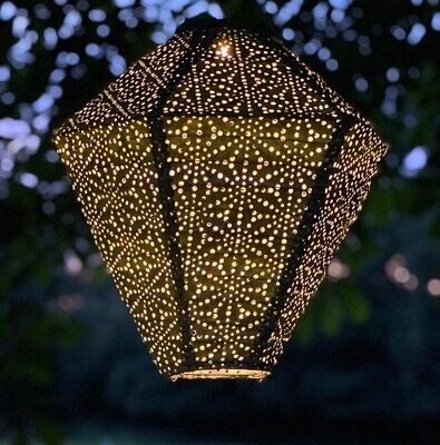 solar lampion met filigrain effect - buitenlamp - Diamond 28 Sashiko - Goud