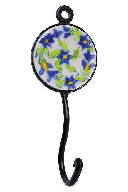 Haak van keramiek voor aan de muur - groen / blauw