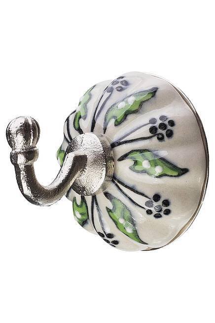 Decoratieve haak voor aan de muur - zwart/wit met groen