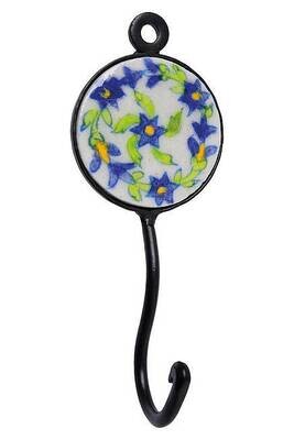 Haak van keramiek voor aan de muur - groen / blauw