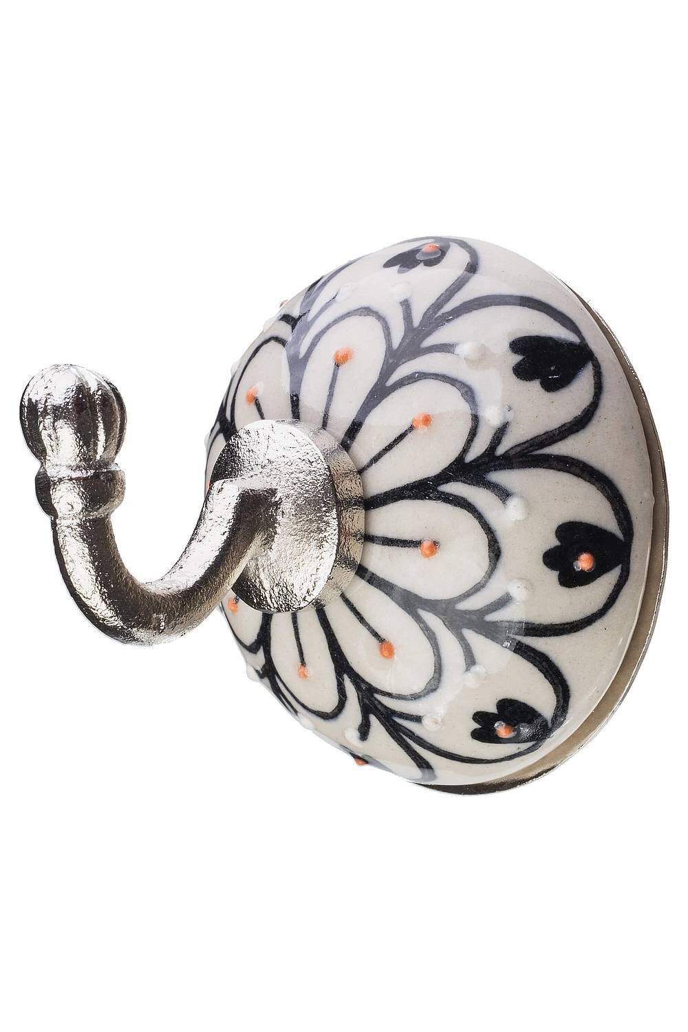 Decoratieve haak voor aan de muur - zwart / wit
