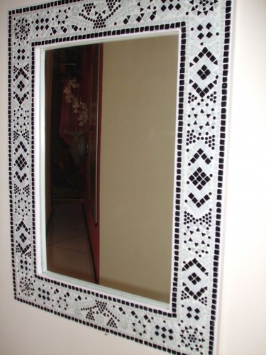 spiegel mozaïek zwart wit 80 cm