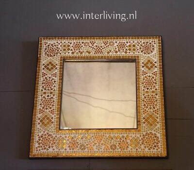 spiegel mozaïek bruin beige - gouden glans spiegel mozaïek bruin beige - gouden glans