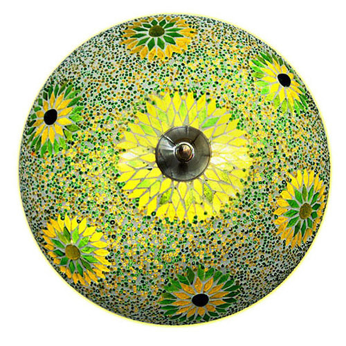 plafonnière mozaïek turks design met kralen - 38 cm- groen