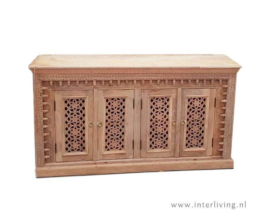 Dressoir Jodhpur - kast van mango hout uit India - naturel mangohout - 150 (b)*40 (d)*100 (h) cm