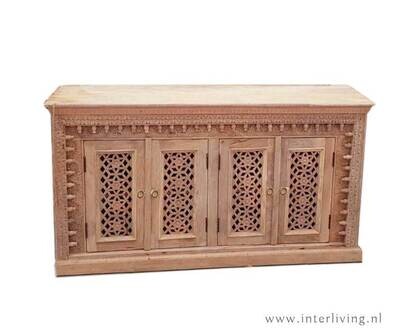 Dressoir Jodhpur - kast van mango hout uit India - naturel mangohout - 150 (b)*40 (d)*100 (h) cm
