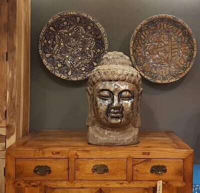 Robuuste Indiase kast van mangohout met drie lades - 102 x 104 x 60 cm