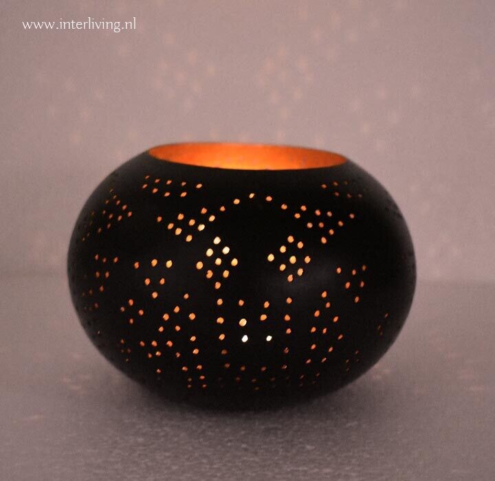 Waxinehouder model ufo filigrain zwart koper