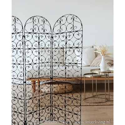 kamerscherm "Nora" / oosterse room divider met bogen van vintage raamdecoratie uit Marokko - 180 cm x 120 cm - open gewerkt smeedijzer - zware kwaliteit