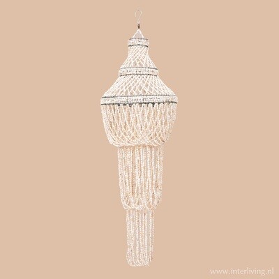 schelpen hanglamp &quot;Medusa&quot; van witte &amp; beige zeeslak schelpjes uit Bali Indonesië - Ibiza &amp; boho style decoratie / windgong