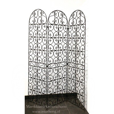 kamerscherm &quot;Nora&quot; / oosterse room divider met bogen van vintage raamdecoratie uit Marokko -  180 cm x 120 cm - open gewerkt smeedijzer - zware kwaliteit