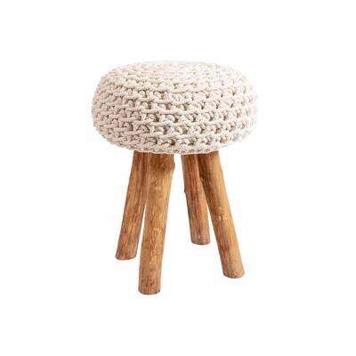 kruk van sprokkelhout in macramé stijl gebreid katoen - wit