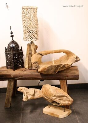 ​Boho set lampenkapjes uit Bali van bananen blad - naturel kleur - eco design hanglampen van het merk Orginal Home (Jaring)