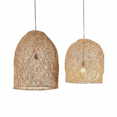 ​Boho lampenkap uit Bali van abaca (bananenblad) - naturel kleur - eco design hanglampen van het merk Original Home (set van 2 of los)
