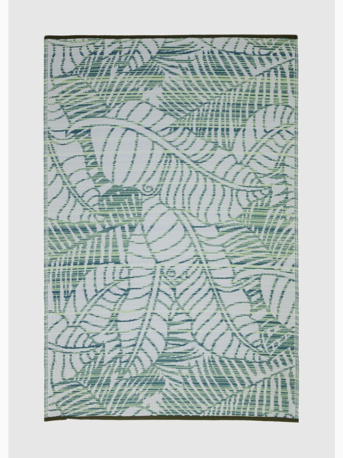 binnen & buiten vloerkleed tropisch palmbladeren patroon - groen - omkeerbaar eco design van 100% gerecycled plastic tuinkleed / fair trade & Goodweave