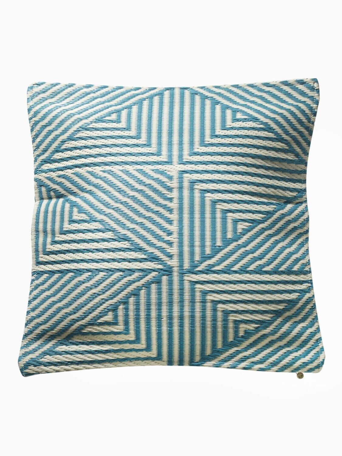 buitenkussen met aqua & blauw tinten - geometrisch Tokyo patroon - eco plastic