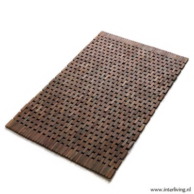 houten sono badmat - luxe handgemaakte sauna of badkamermat van houten blokjes - oprolbaar in een warm gekleurd mozaiek design houten sono badmat - luxe handgemaakte sauna of badkamermat van houten blokjes - oprolbaar in een warm gekleurd mozaiek design