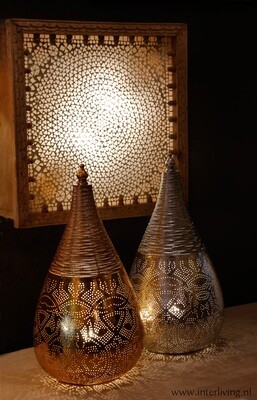 wandlamp Ibiza chique design - vierkant rustiek mangohout met oosters-mozaiek - Jodhpur / plafonniere  met 3D houtsnijwerk &amp; glas mozaiek / wit tinten -