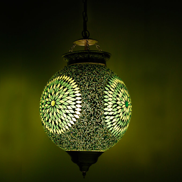 hanglamp bol mozaïek turkish design beads groen